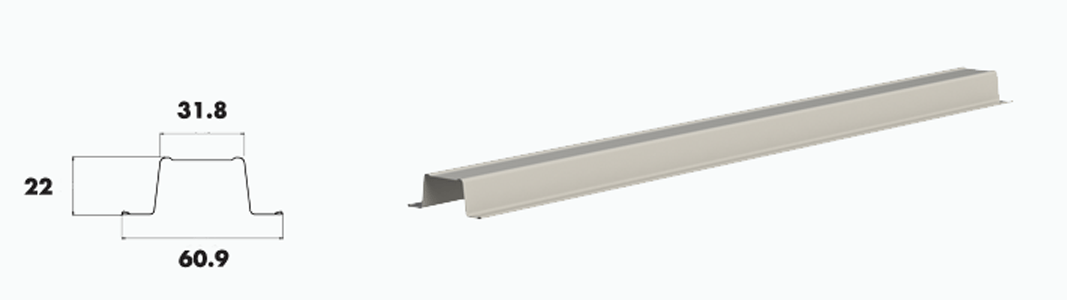 Render and dimensions of a ceiling batten.