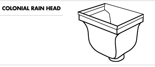 Line drawing of a colonial rain head