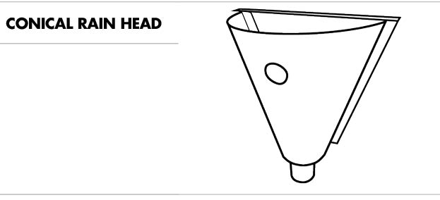 Line drawing of a conical rain head