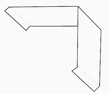Line drawing of a corner mould flashing from Metroll