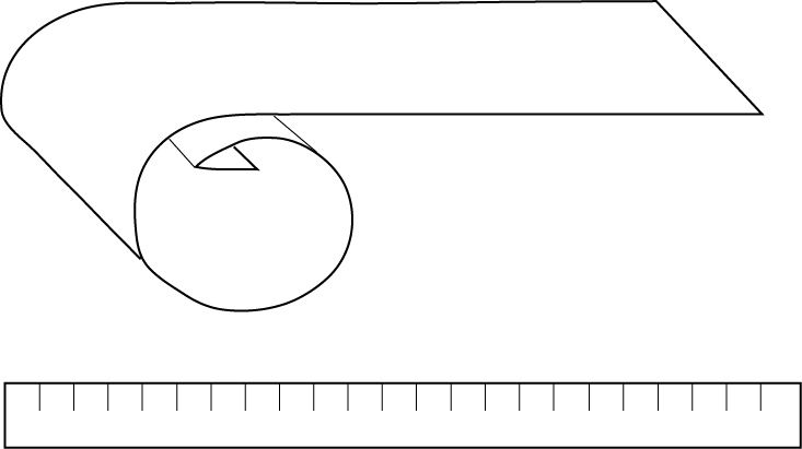 Line drawing of a flashing alongside a ruler