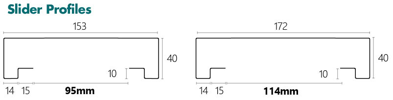 Dry Wall Slider Profile line drawing and dimensions