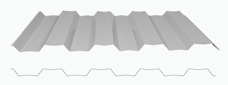 Render showing a 3D render image of the metline/harmony fence and a line drawing of the profile.