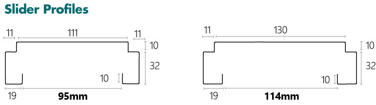 Metroll Metro Door Frame Specs Slider Profile - 95mm and 114mm