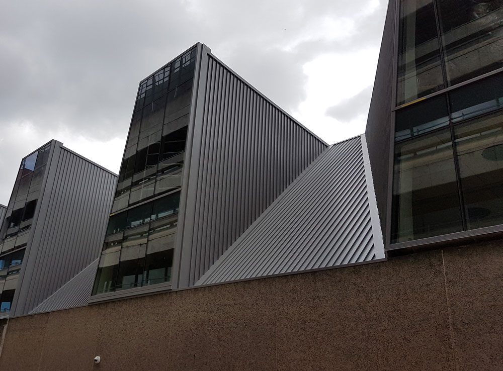 Photo of Nailstrip installed as roofing and cladding on a contemporary building.