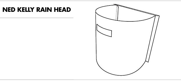 line drawing of a ned kelly rain head