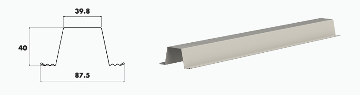 Dimensions and render of steel roof batten