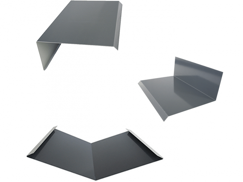 group shot of standard steel flashing examples